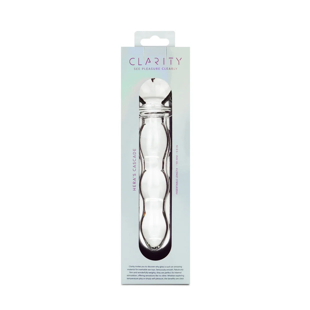 Clarity Hera's Cascade 5.9-Inch Glass Dildo with Heart-Shaped Handle
