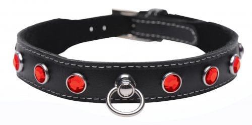 Master Series Leather Choker With Glimmering Rhinestones