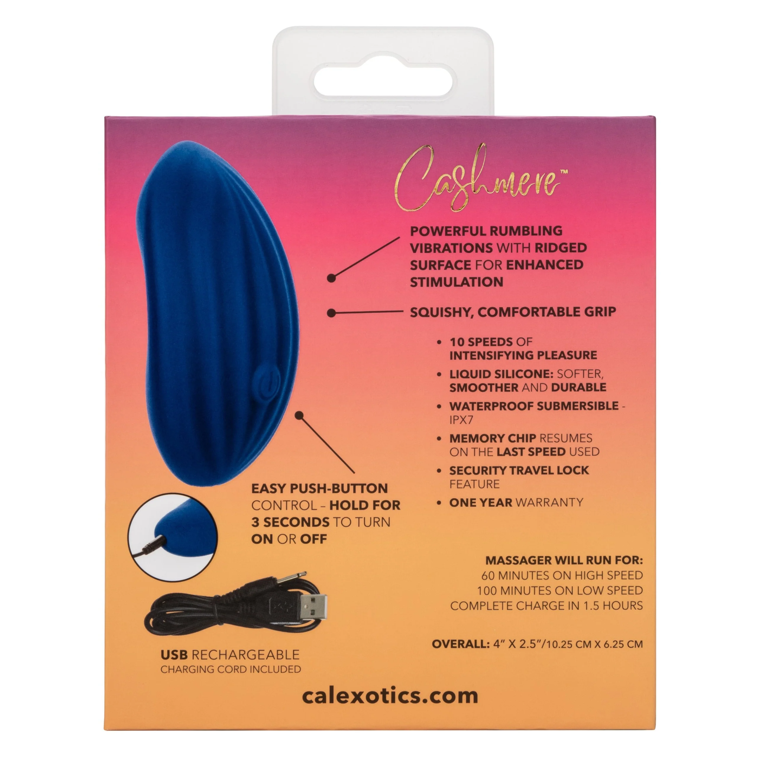 Calexotics Cashmere Velvet Curve Handheld Massager with 10 Vibration Speeds