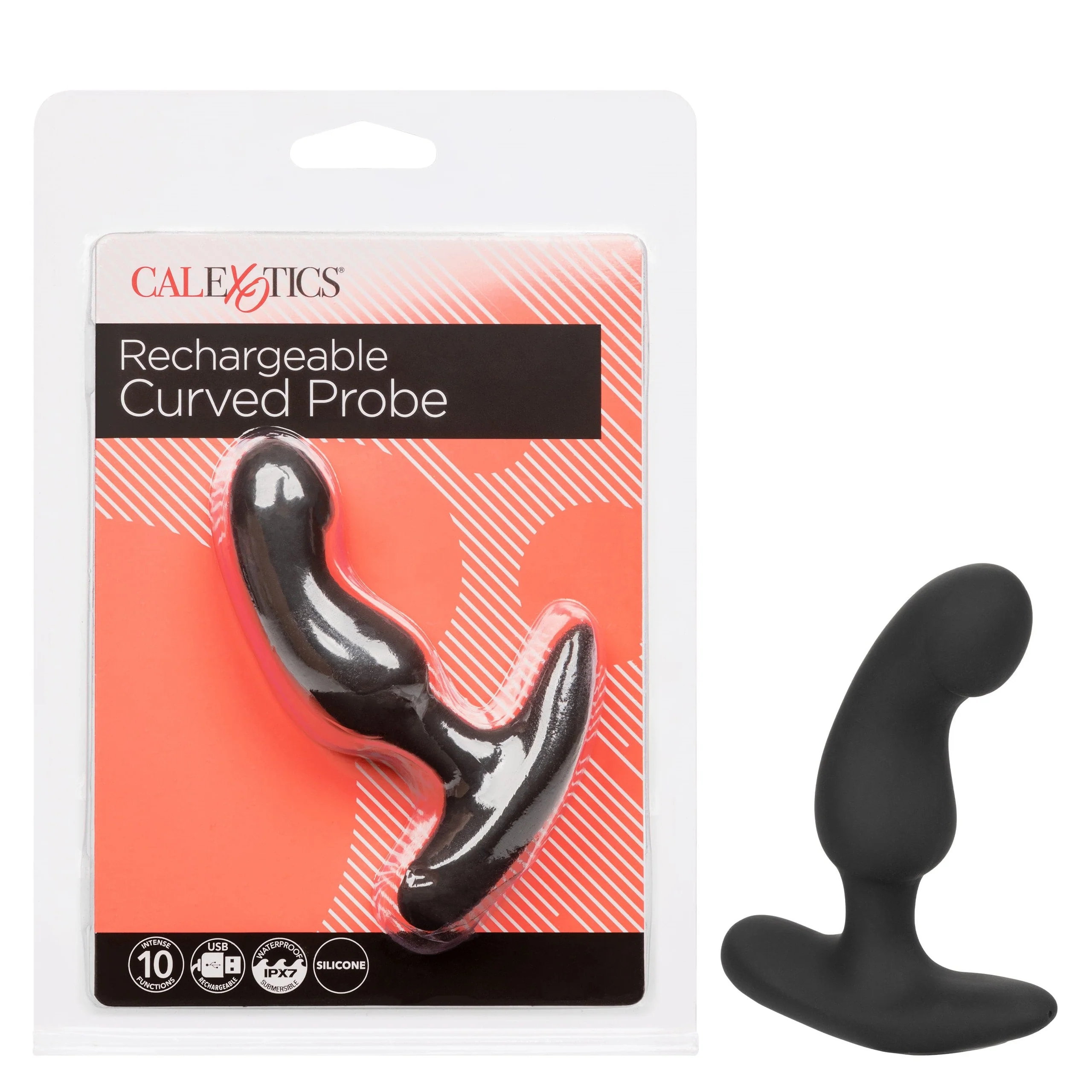 Rechargeable Curved Silicone Probe With 10 Vibration Functions