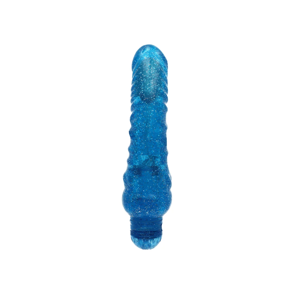 Sparkle Glitter Jack 蓝色螺纹振动器，带速度拨盘