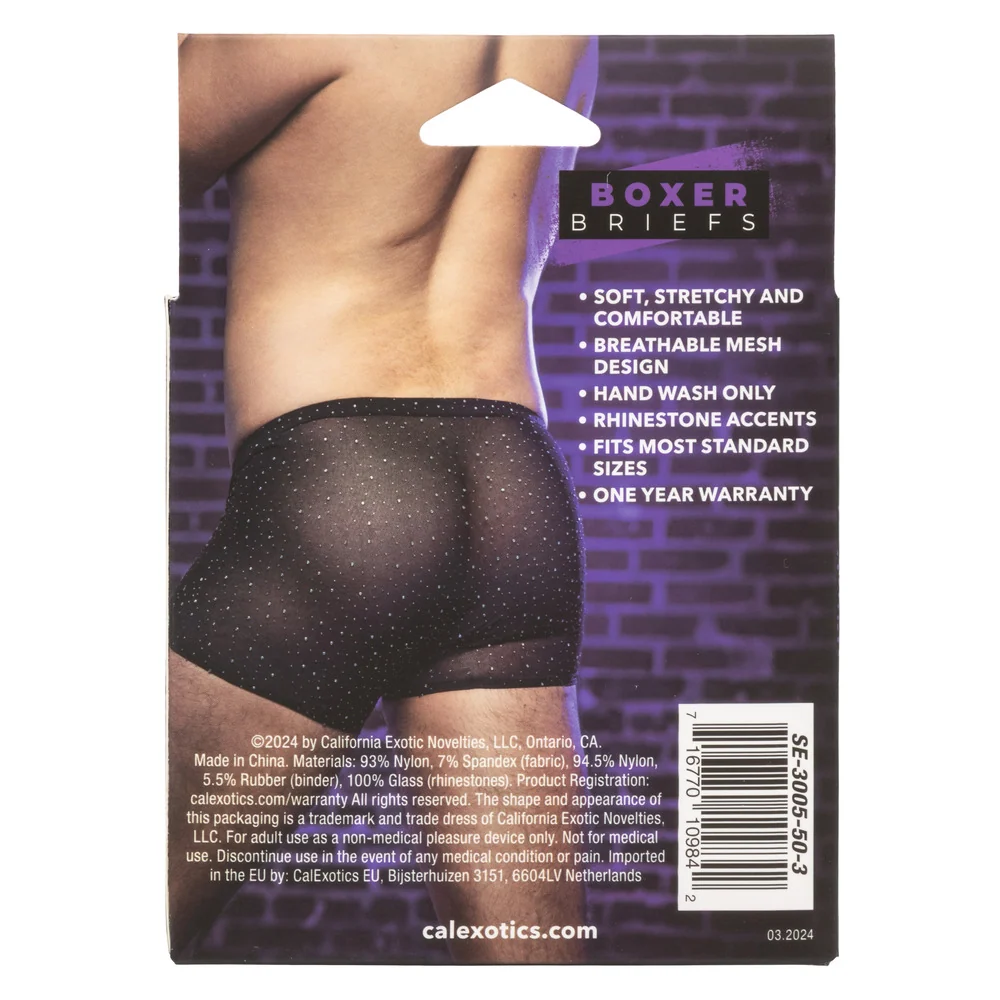 Radiance for Him Boxer Brief with Mesh Panel and Rhinestone Accents