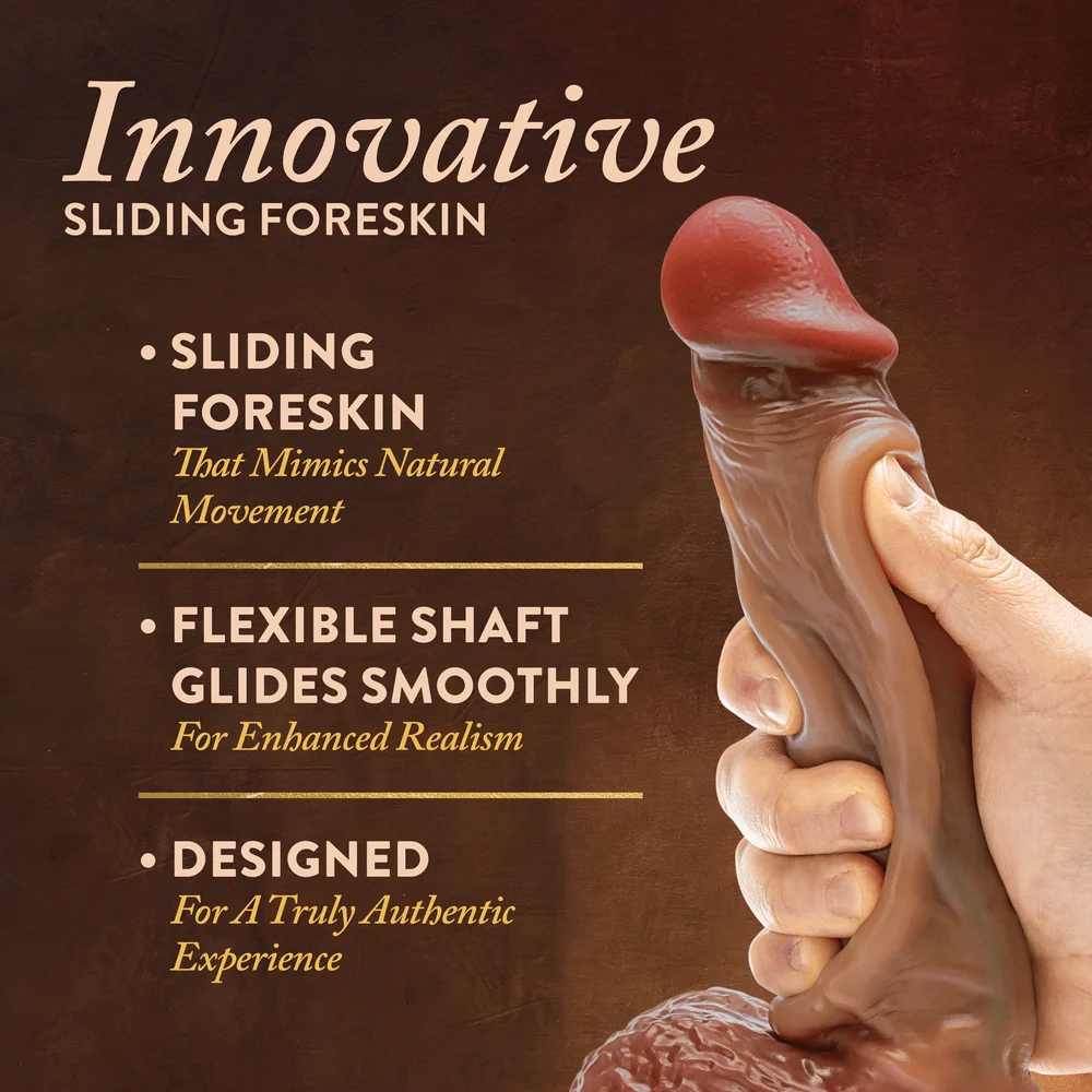 Blush Renaissance Raphael 9.5 Inch Sliding Foreskin Dildo with Squeezable Balls Tan