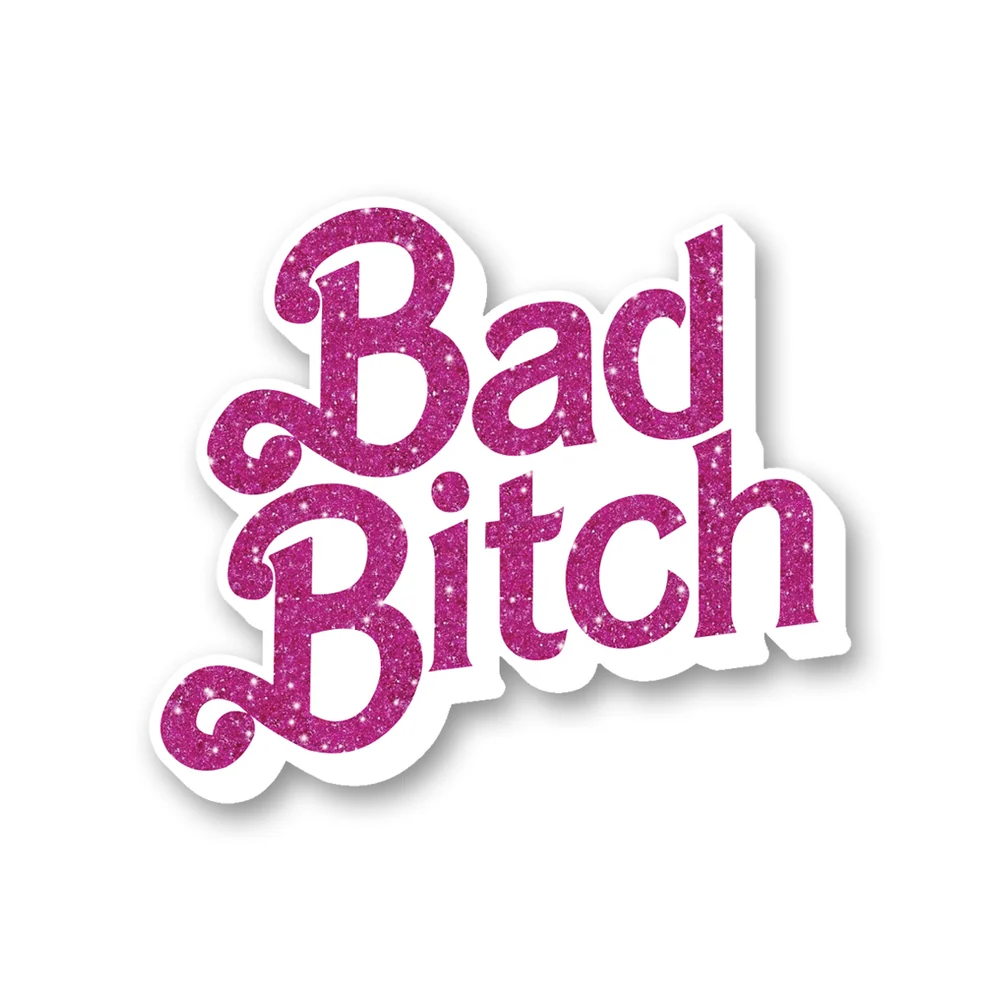 Bad Bitch Enamel Lapel Pin with Pink Glitter Lettering