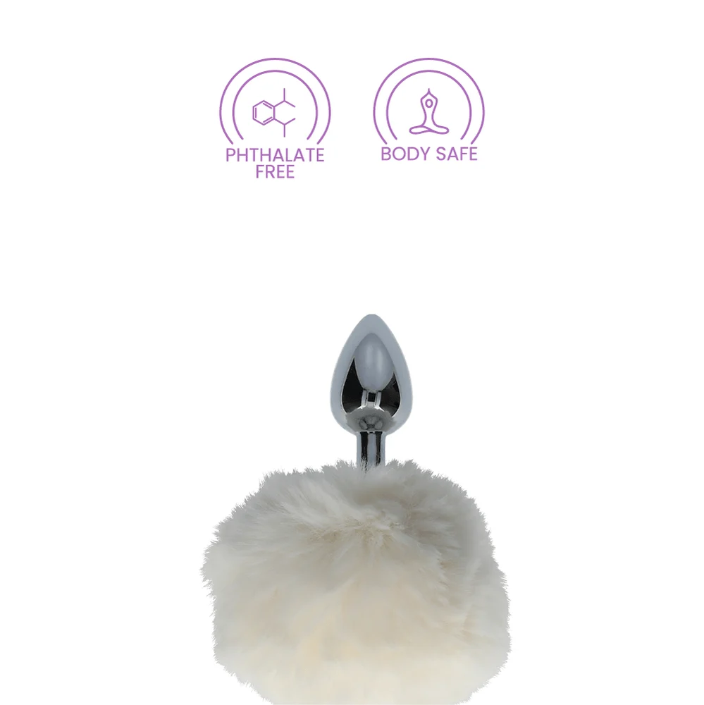 Tailz Fluffy Bunny Tail Weighted Metal Plug in Pink