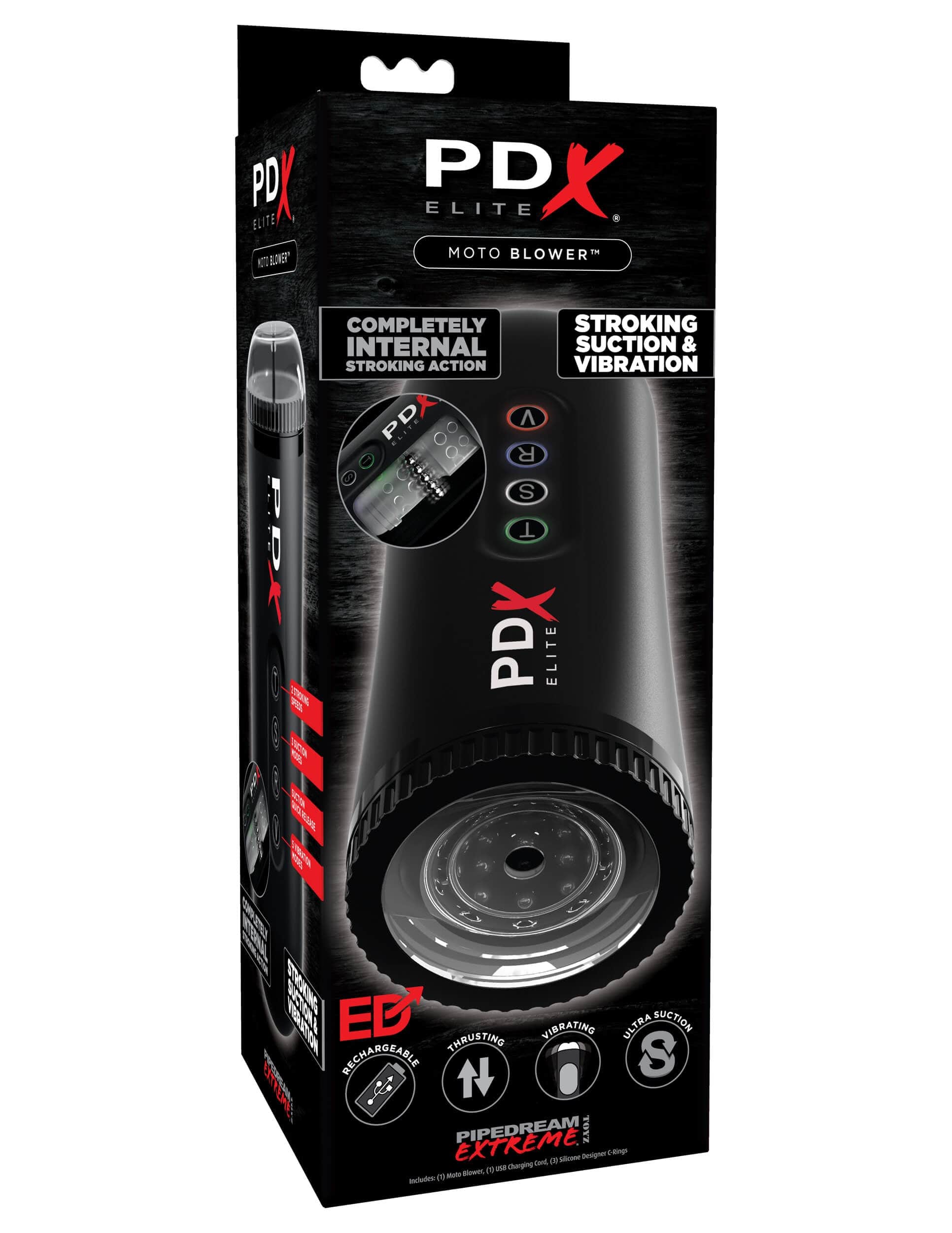 PDX Elite Moto Blower 自动抽插自慰器，带吸吮与震动功能