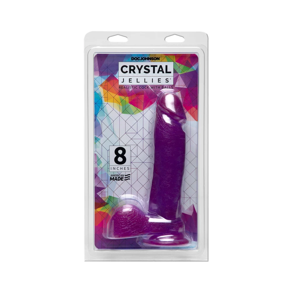 Crystal Jellies Purple 8" Realistic Cock With Balls Dildo