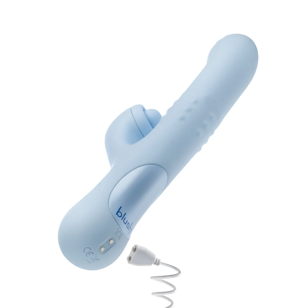 Blush Collection Devin Rabbit Vibrator with Sliding Shaft and Clit Massager