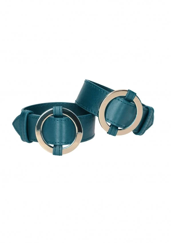 OUCH! Halo Universal Cuffs in Leather Look with Golden Decorations