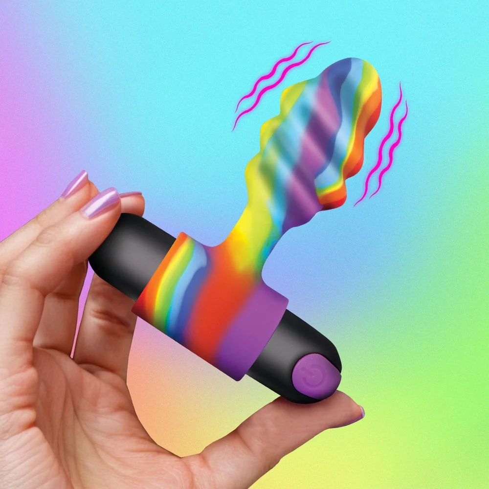 Bang! Vibrating Rainbow Corkscrew Butt Plug