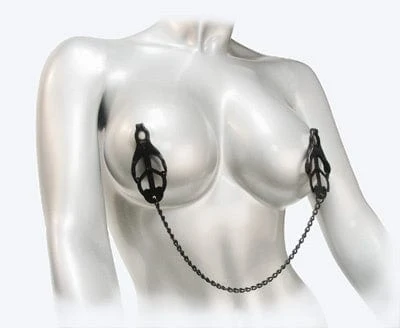 Master Series Monarch Noir Nipple Vice with Chain and Clover Grip