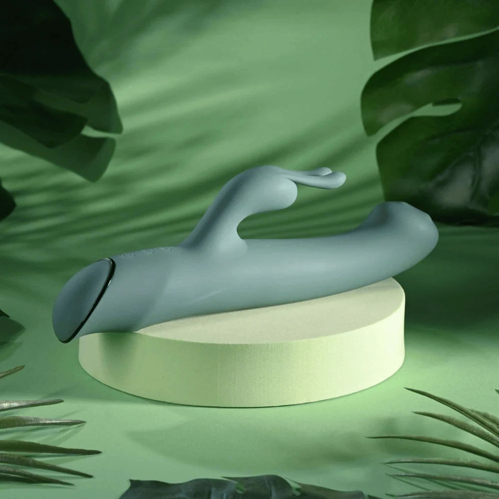 Evolved Satin Swirl Green Rabbit Vibrator with Rotating Beads