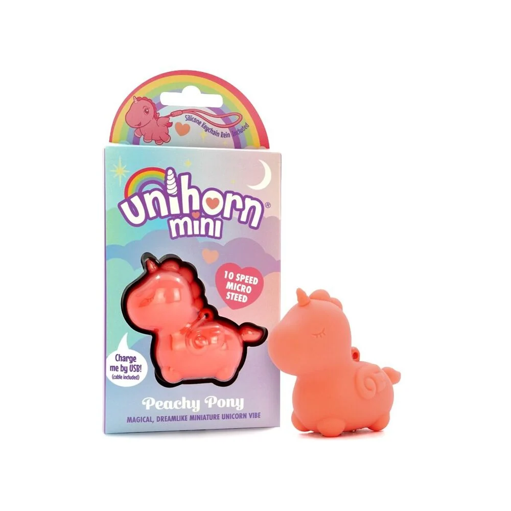 Unihorn Peachy Pony Mini Vibrator with 10 Speeds and Keyring Loop