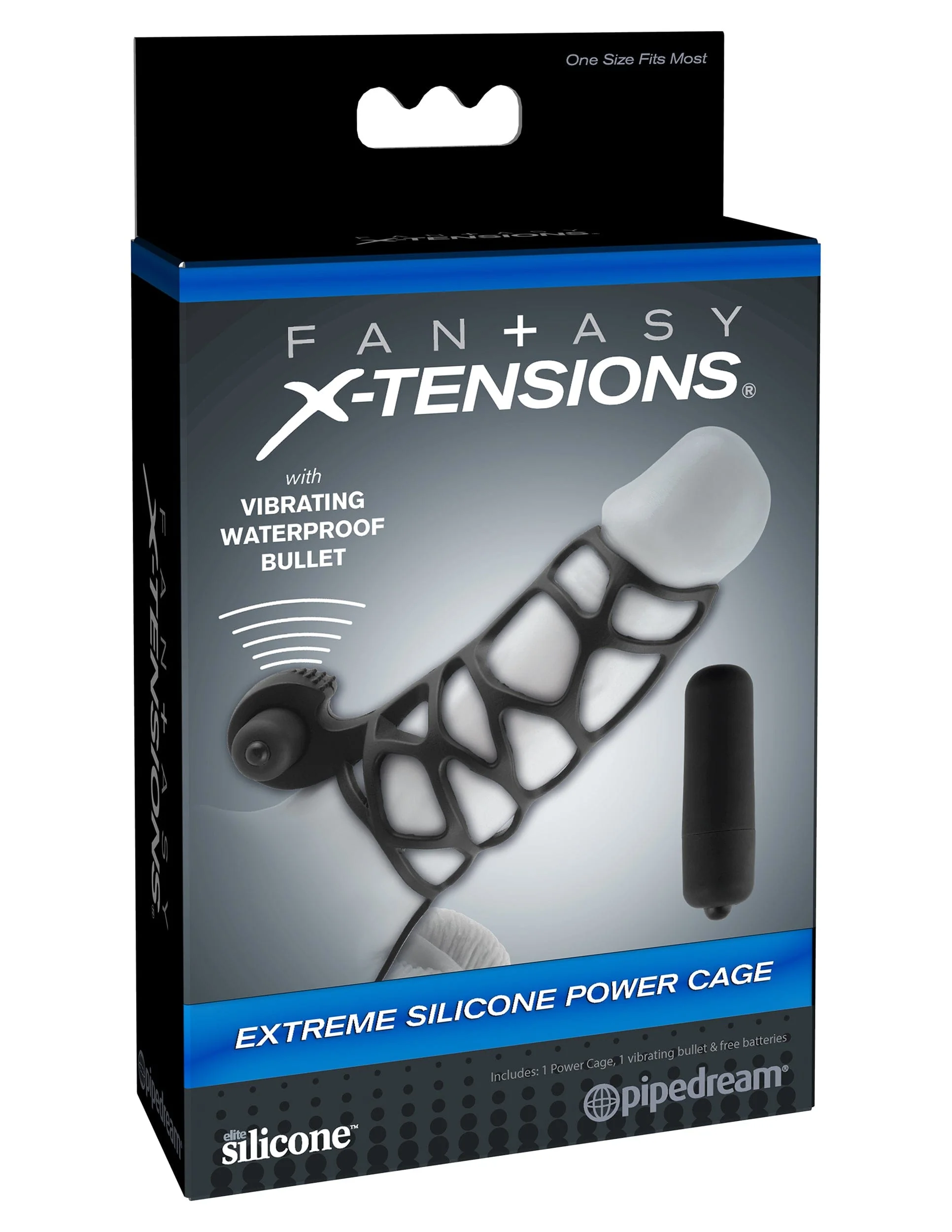 Fantasy X-Tensions Extreme Silicone Power Cage Erection Enhancer in Black