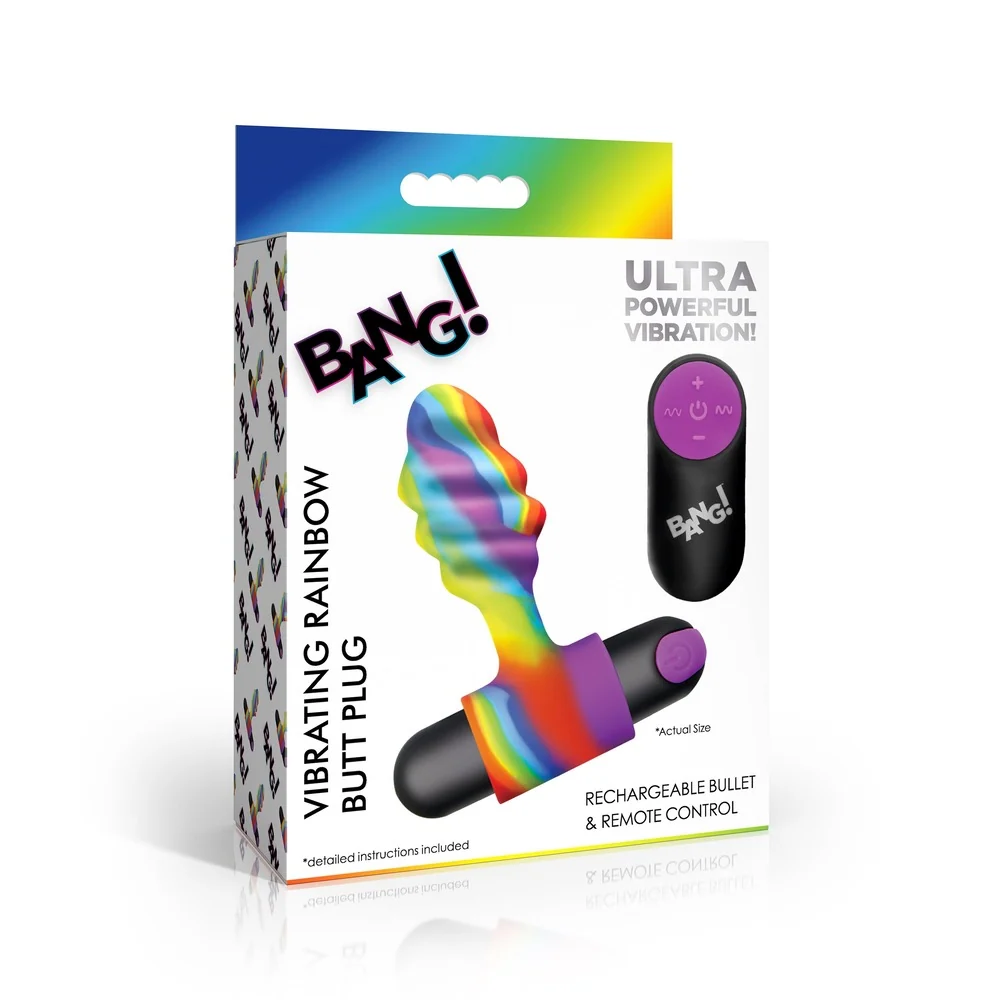 Bang! Vibrating Rainbow Corkscrew Butt Plug