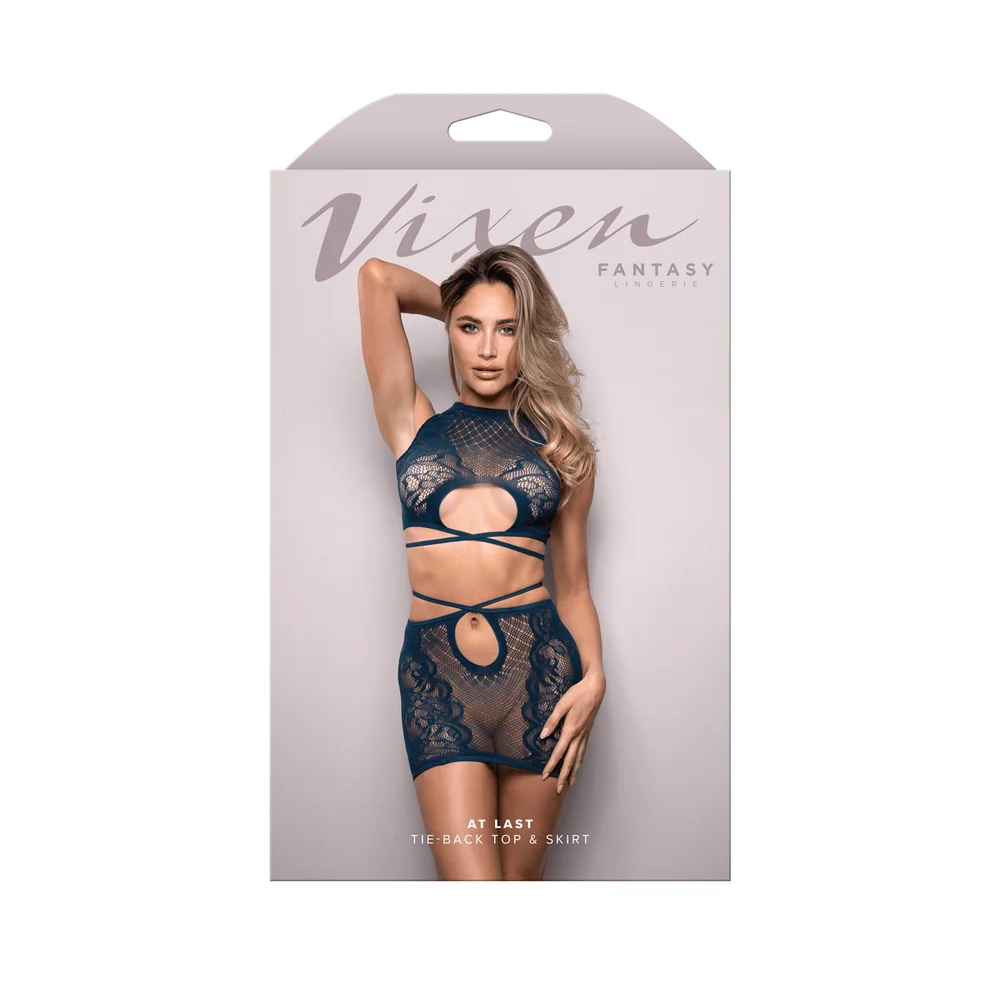 At Last Floral Lace Knit Tie-Back Top and Skirt Dancewear Set