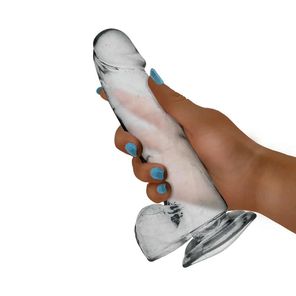 King Cock Clear Cock With Balls, Realistic Suction Cup Dildo