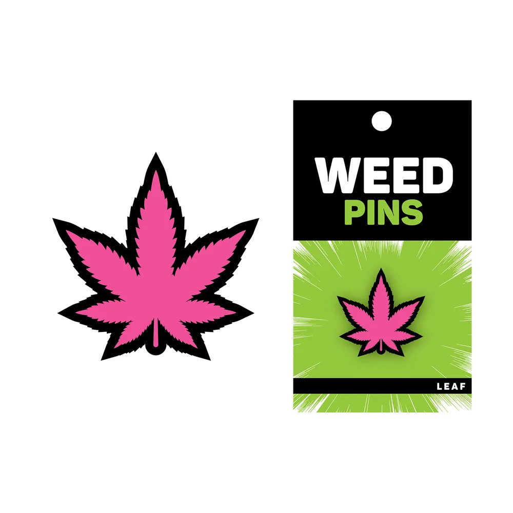 Pink Marijuana Leaf Enamel Lapel Pin for Jackets and Bags