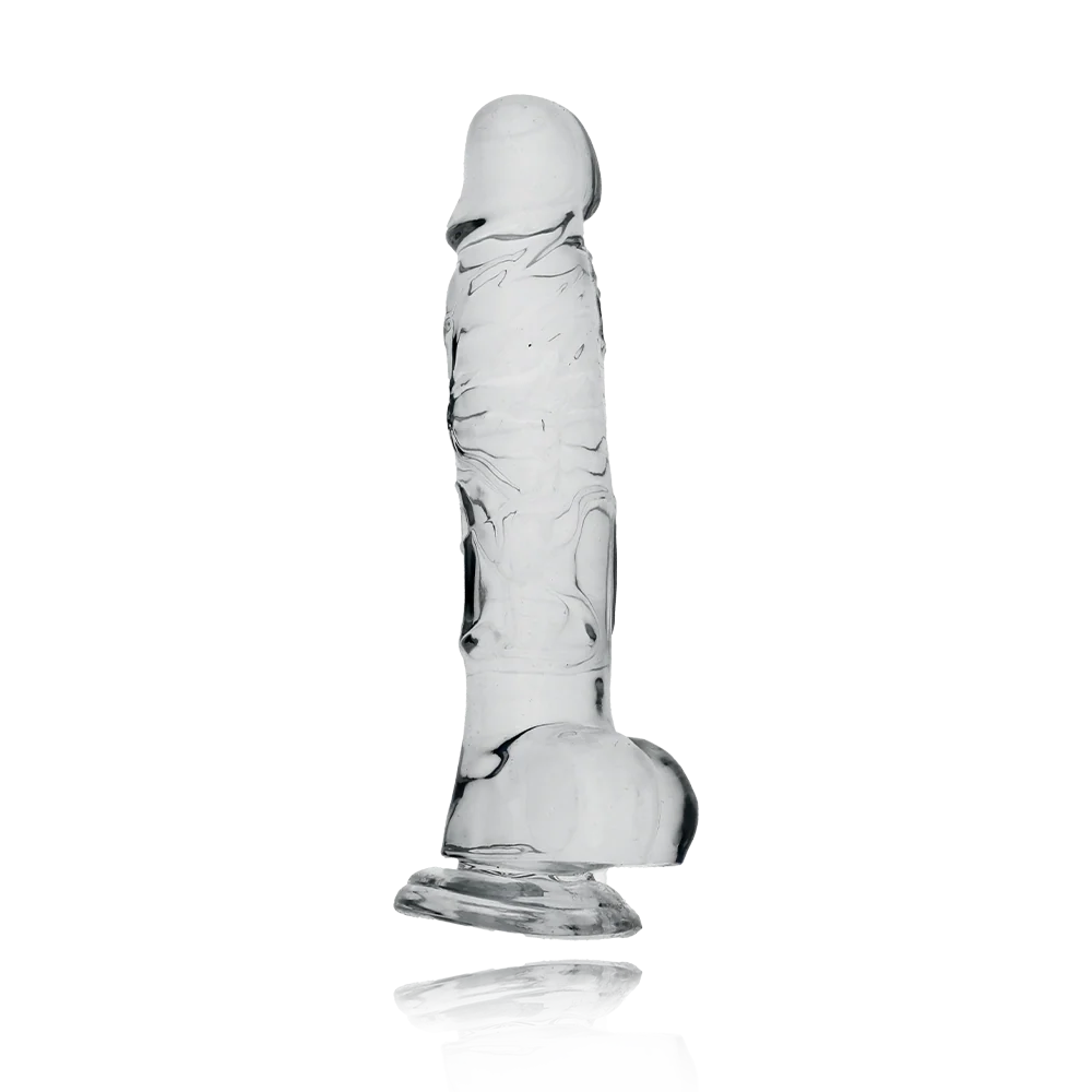 King Cock 透明阴茎带睾丸，逼真吸盘假阳具