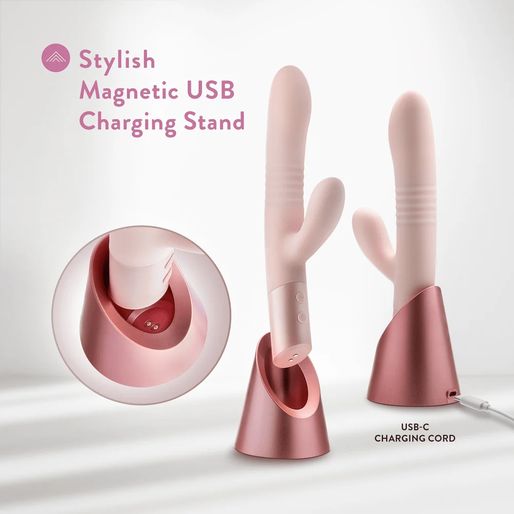 Blush Fraya Pink Rabbit Vibrator with Dual Stimulation and Thrusting Shaft