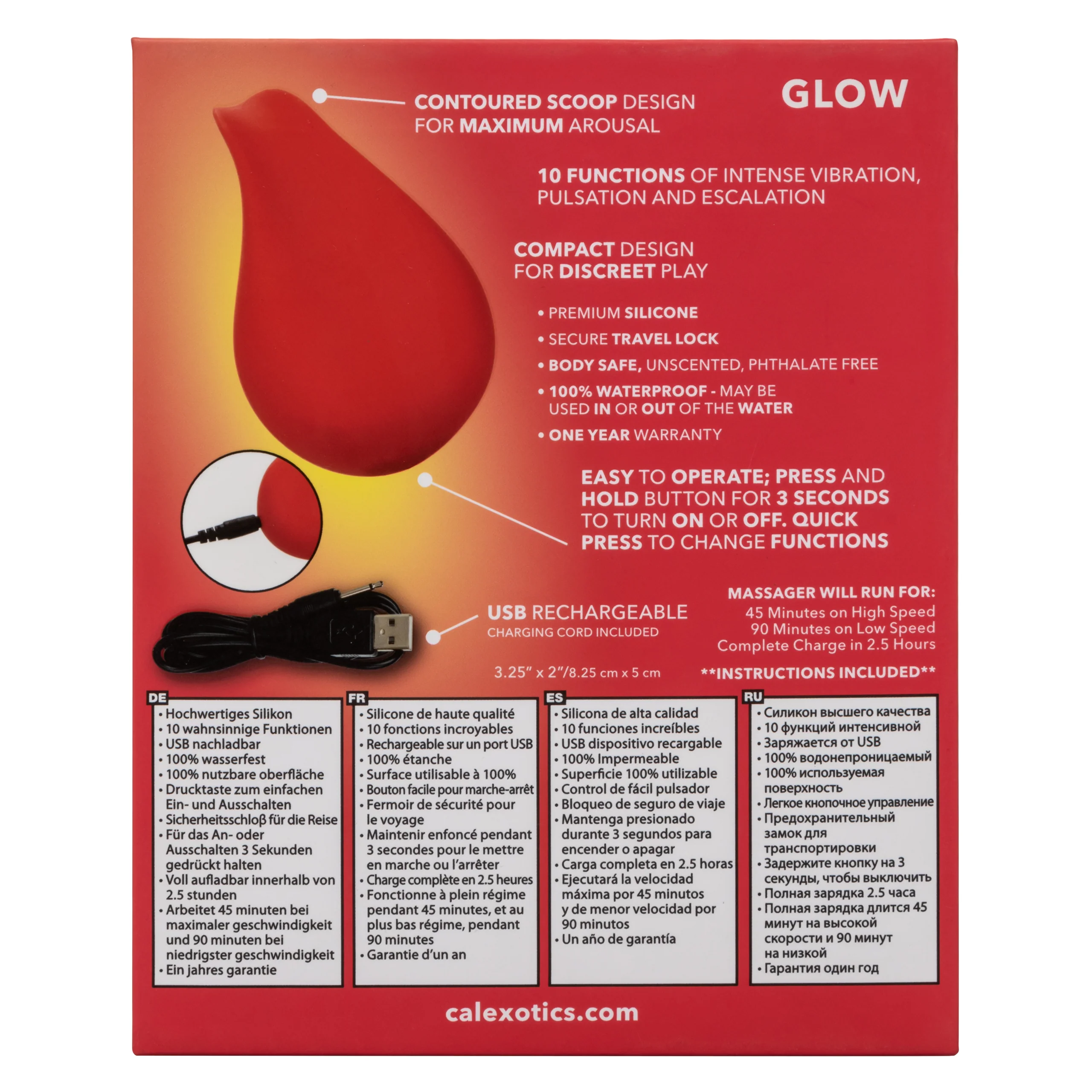 Red Hot Glow 贴合曲线振动器，10 种振动模式